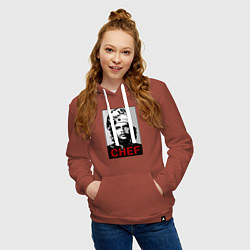 Толстовка-худи хлопковая женская Че Гевара - шеф повар, цвет: кирпичный — фото 2