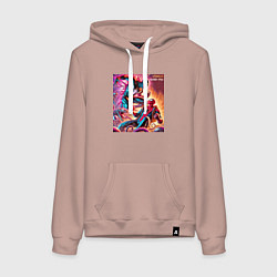 Толстовка-худи хлопковая женская Spider-man vs Venom ai art fantasy, цвет: пыльно-розовый