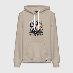 Толстовка-худи хлопковая женская Рок группа Рика-Венома и Морти, цвет: миндальный