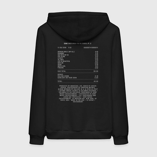 Женская толстовка-худи Lil Peep playlist bill 2 / Черный – фото 2