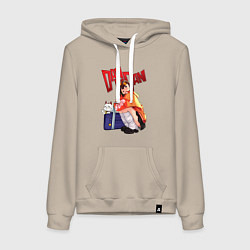 Толстовка-худи хлопковая женская Момо Аясэ: Турбо Бабка, цвет: миндальный