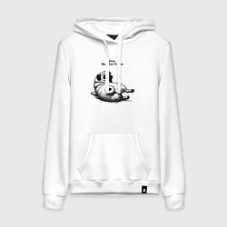 Толстовка-худи хлопковая женская Мопс Валентин, цвет: белый