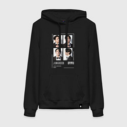 Толстовка-худи хлопковая женская Jungkook bts 4cut, цвет: черный