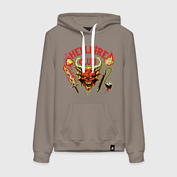 Толстовка-худи хлопковая женская Клуб адского пламени, цвет: утренний латте