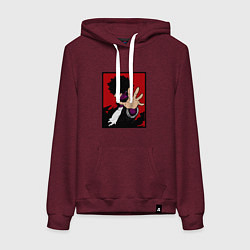 Толстовка-худи хлопковая женская Моя геройская академия Dabi, цвет: меланж-бордовый