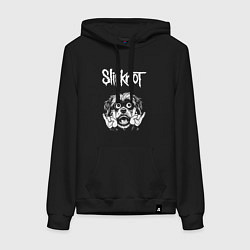 Толстовка-худи хлопковая женская Slipknot rock dog, цвет: черный