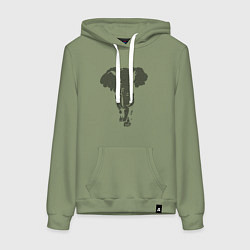 Толстовка-худи хлопковая женская Африканский слон пуантель, цвет: авокадо
