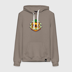 Толстовка-худи хлопковая женская Evil pumpkin, цвет: утренний латте