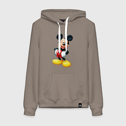 Толстовка-худи хлопковая женская Микки - мышь, цвет: утренний латте