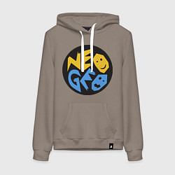 Толстовка-худи хлопковая женская Neo geo logo, цвет: утренний латте