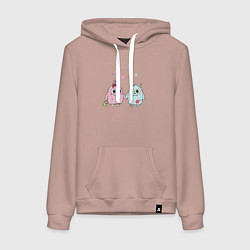 Толстовка-худи хлопковая женская Свидание монстриков, цвет: пыльно-розовый