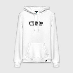 Толстовка-худи хлопковая женская Civilization - game, цвет: белый