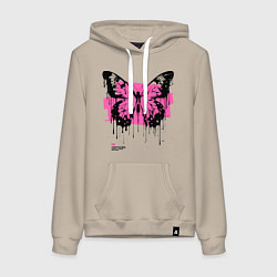 Толстовка-худи хлопковая женская Grunge butterfly, цвет: миндальный