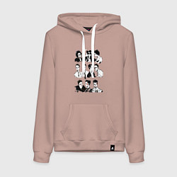 Толстовка-худи хлопковая женская Бойцовский клуб герои, цвет: пыльно-розовый
