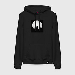 Толстовка-худи хлопковая женская Любовь и луна, цвет: черный