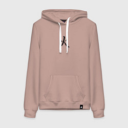Толстовка-худи хлопковая женская Вторник японским иероглифом, цвет: пыльно-розовый
