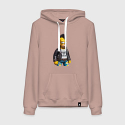 Толстовка-худи хлопковая женская The harsh Homer Simpson - punks not dead, цвет: пыльно-розовый