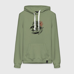 Толстовка-худи хлопковая женская Языческий воин - верь в себя не сдавайся, цвет: авокадо