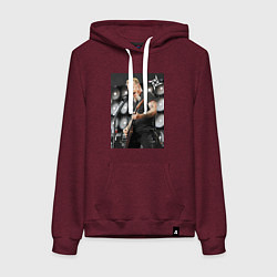 Толстовка-худи хлопковая женская James Alan Hatfield - Metallica, цвет: меланж-бордовый