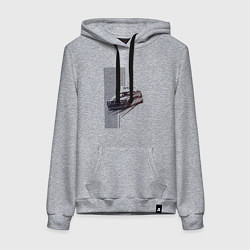 Толстовка-худи хлопковая женская Спорткар для уличной гонки, цвет: меланж