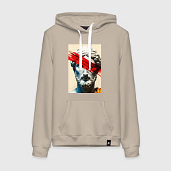 Толстовка-худи хлопковая женская Штрих на античной статуе, цвет: миндальный