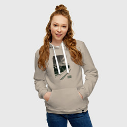 Толстовка-худи хлопковая женская Гоночный спорткар, цвет: миндальный — фото 2