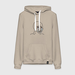 Толстовка-худи хлопковая женская Плачущий мем, цвет: миндальный