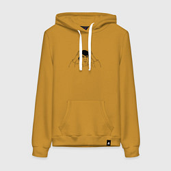 Толстовка-худи хлопковая женская Джеки Чан мем, цвет: горчичный