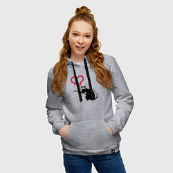 Толстовка-худи хлопковая женская Rat heart, цвет: меланж — фото 2