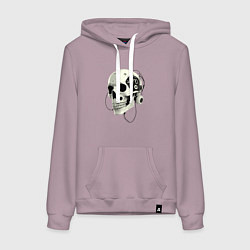 Толстовка-худи хлопковая женская Кибернетический череп с проводами, цвет: сиреневый