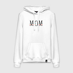 Толстовка-худи хлопковая женская Надпись мама на английском, цвет: белый
