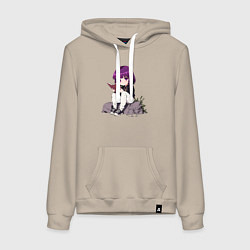 Толстовка-худи хлопковая женская Девочка с книжкой, цвет: миндальный