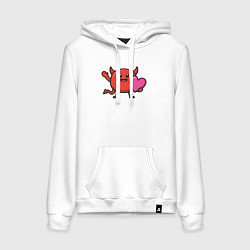 Толстовка-худи хлопковая женская Дьяволёнок с сердцем, цвет: белый