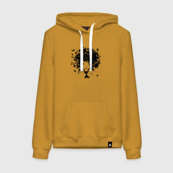 Толстовка-худи хлопковая женская Милая весенняя девчонка, цвет: горчичный