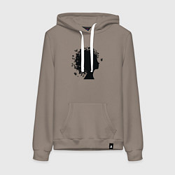 Толстовка-худи хлопковая женская Весенняя красавица, цвет: утренний латте