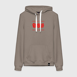 Толстовка-худи хлопковая женская Сектор газа логотип и колючая проволока, цвет: утренний латте