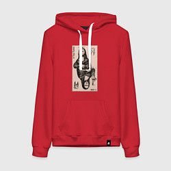 Толстовка-худи хлопковая женская Мона Лиза у стоматолога, цвет: красный