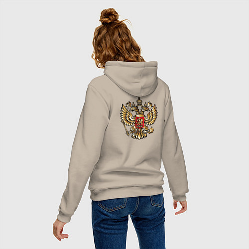 Женская толстовка-худи Герб россии: кто посеет зло в сердце своем тот лох / Миндальный – фото 4