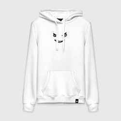 Толстовка-худи хлопковая женская Хитрый злобный смайлик, цвет: белый