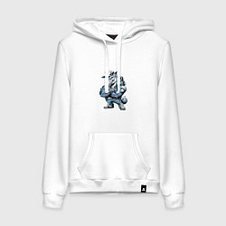 Толстовка-худи хлопковая женская Мультяшный хищник, цвет: белый