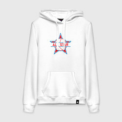 Толстовка-худи хлопковая женская All-star basketball, цвет: белый