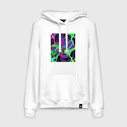 Толстовка-худи хлопковая женская Кислотные руки, цвет: белый
