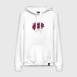 Толстовка-худи хлопковая женская Геймер в стиле граффити, цвет: белый