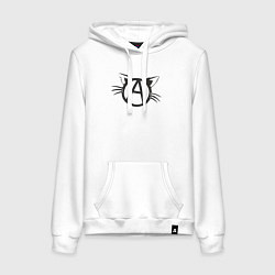 Толстовка-худи хлопковая женская Cat anarchy, цвет: белый