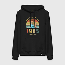 Толстовка-худи хлопковая женская Винтаж 1985 год, цвет: черный