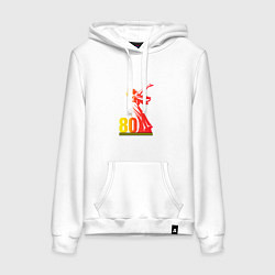 Толстовка-худи хлопковая женская Победа 9 мая праздник 80 лет, цвет: белый