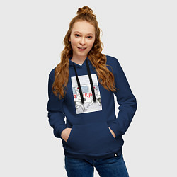 Толстовка-худи хлопковая женская Дурка скорая мем, цвет: тёмно-синий — фото 2