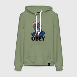 Толстовка-худи хлопковая женская Trump obey, цвет: авокадо