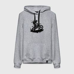 Толстовка-худи хлопковая женская Черный мотокросс, цвет: меланж