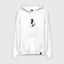 Толстовка-худи хлопковая женская Ниндзя, цвет: белый